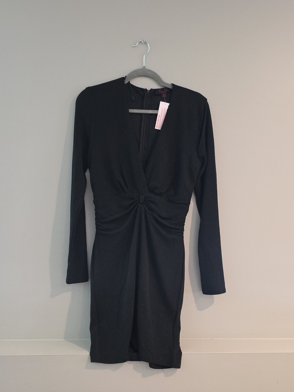 Fiestar Black Long Sleeve Twist-Knot Dress